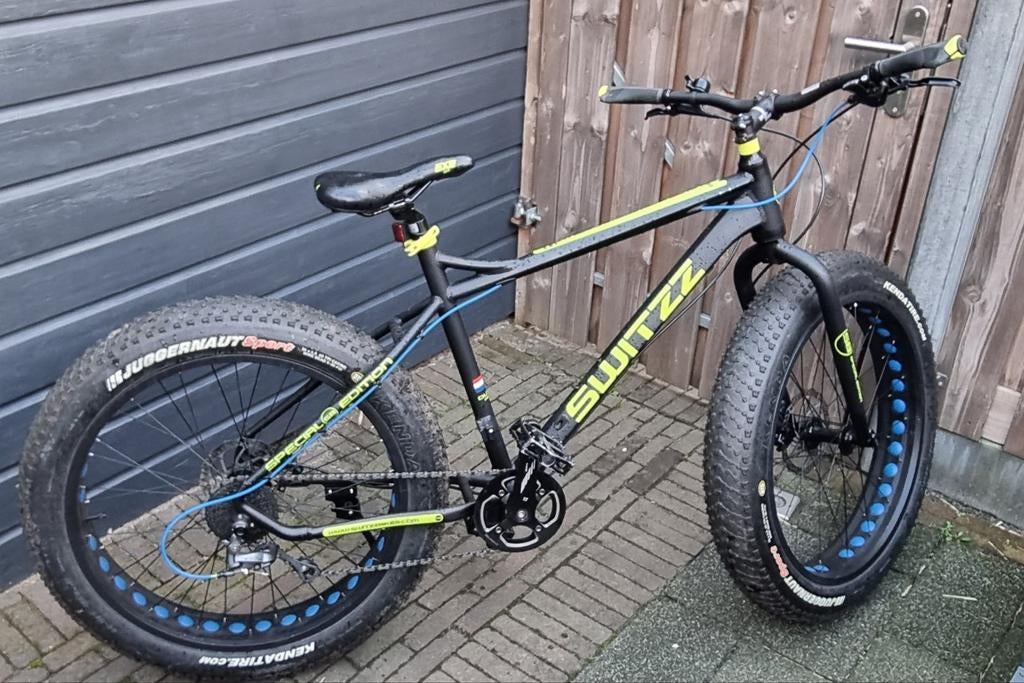 Switzz Bike FAT26 Fatbike - Zwart/Lime, 7 versnellingen, Fietsen en Brommers, Gebruikt, Versnellingen, 49 tot 53 cm, Ophalen