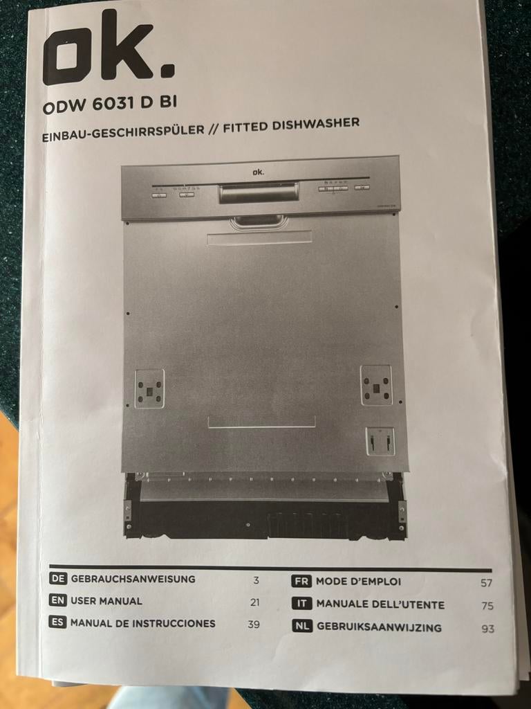 OK. ODW 6031 D BI Inbouw Vaatwasser - Zo goed als nieuw, Witgoed en Apparatuur, Ophalen, Eco programma, Zo goed als nieuw, Inbouw