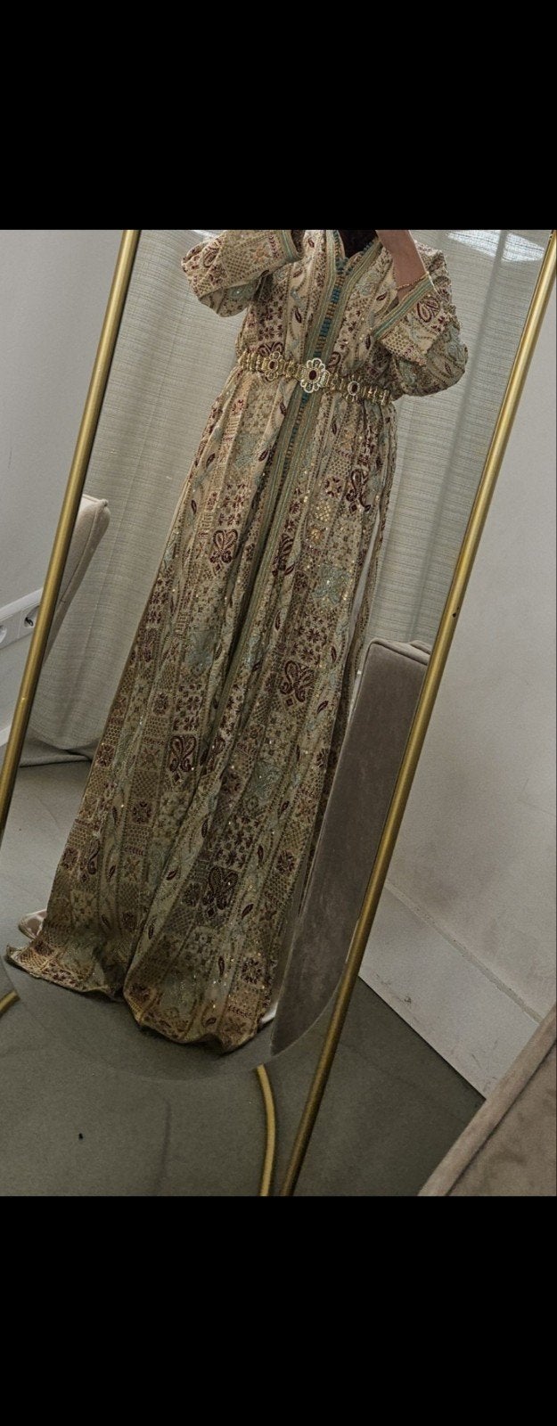 Elegante Marokkaanse Jurk - Caftan met Borduurwerk, Meerkleurig, Maat 42/44 (L), Ophalen of Verzenden, Onbekend