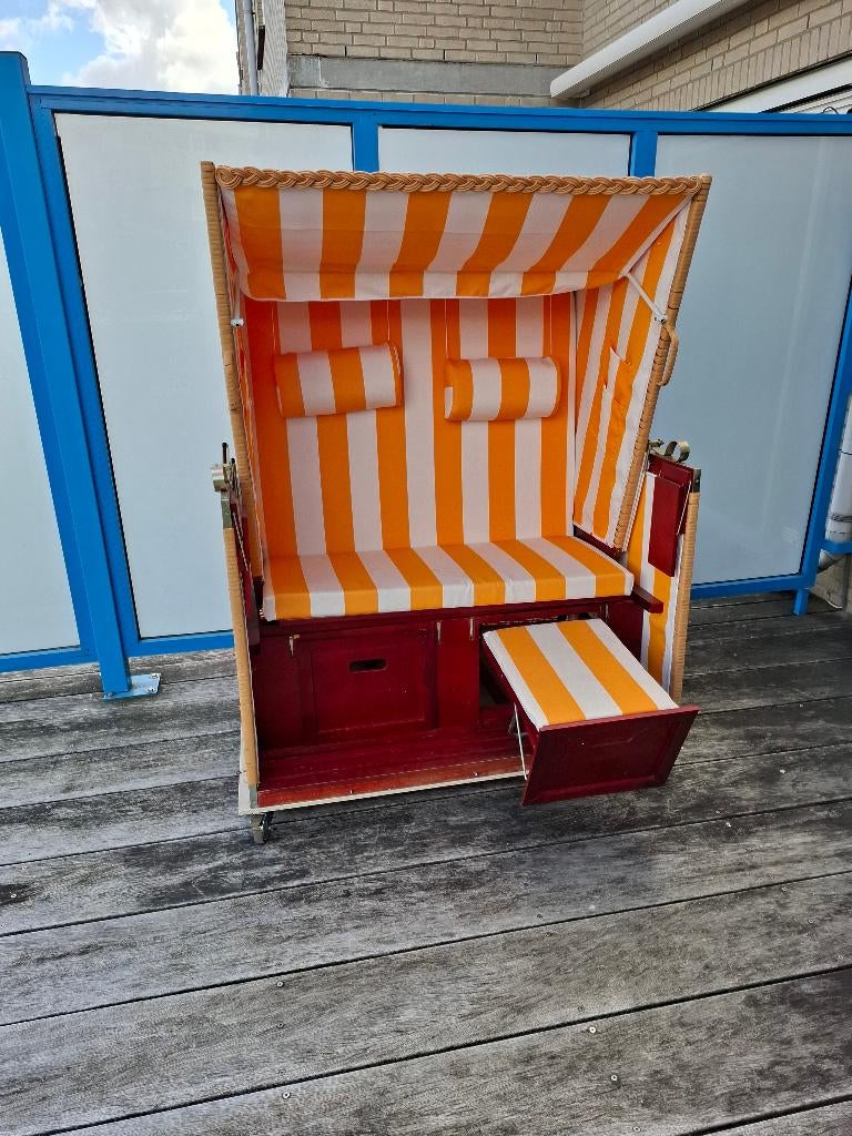 Strandstoel / Strandkorf, Tuin en Terras, Tuinstoelen, Ophalen, Zo goed als nieuw, Hout, Verstelbaar