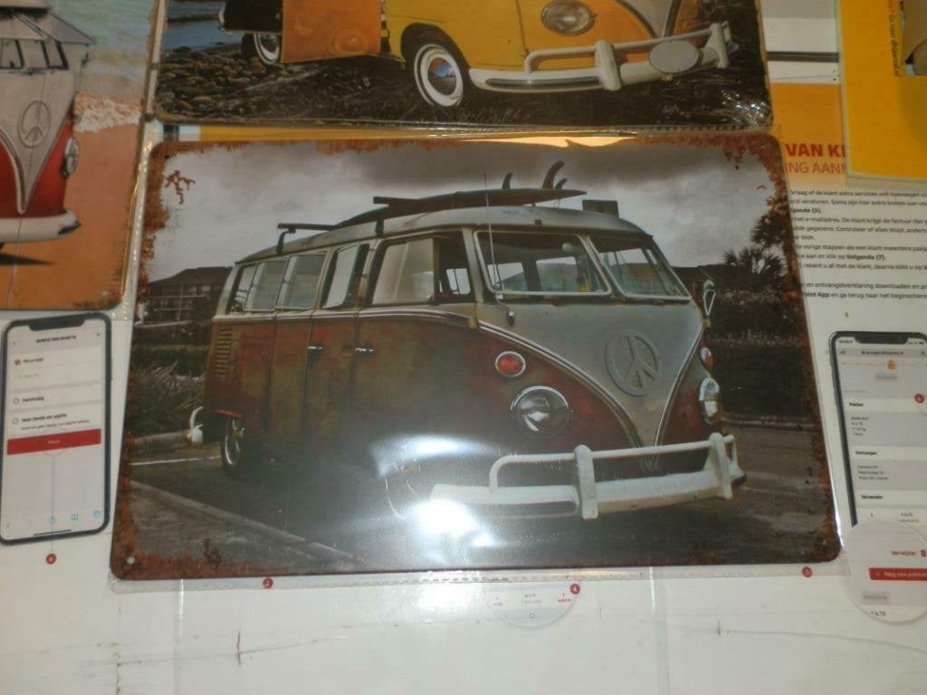 Metalen wandbord decoratie Volkswagen bus T 1, Ophalen of Verzenden, Nieuw, Auto's