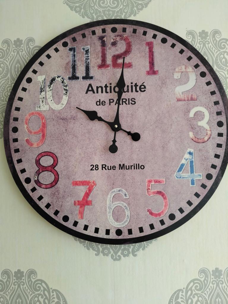 Grote vintage wandklok 'Antiquité de PARIS' 60 cm diameter, Antiek en Kunst, Ophalen of Verzenden