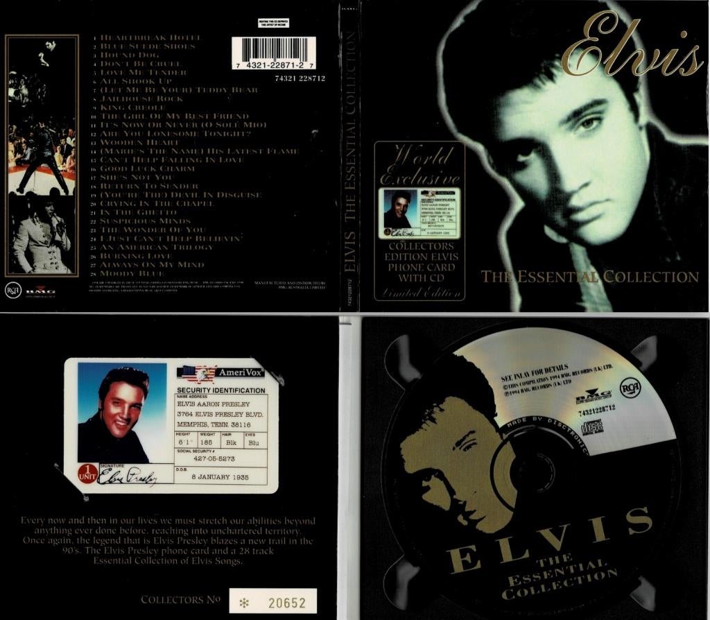 Elvis Prestley telefoonkaart/muziek cd, Ophalen of Verzenden, Zo goed als nieuw