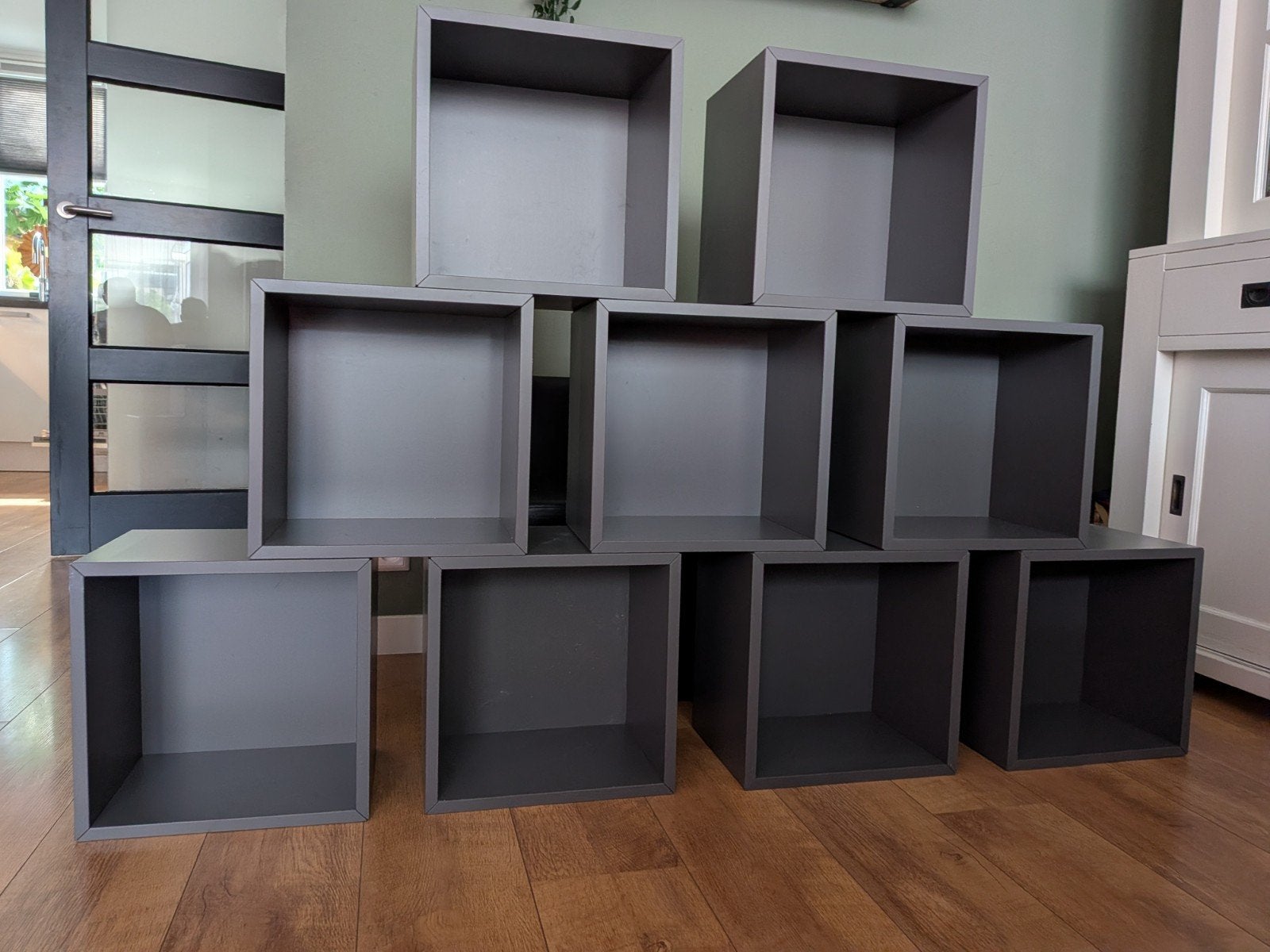 9 IKEA Eket kastjes, donkergrijs/antraciet, Ophalen, Zo goed als nieuw