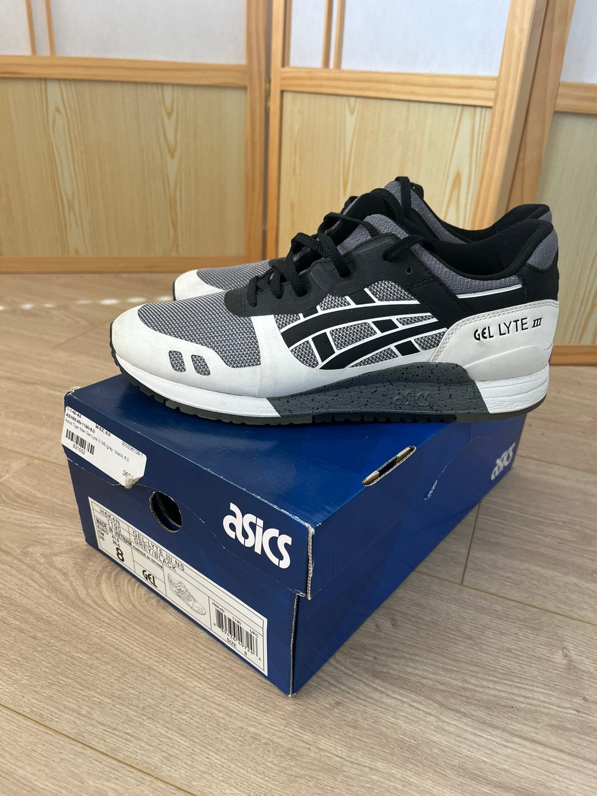 Asics Gel Lyte III 3 NS maat 41,5 - Zwart wit grijs, Kleding | Heren, Ophalen of Verzenden, Zo goed als nieuw, Zwart, Sportschoenen