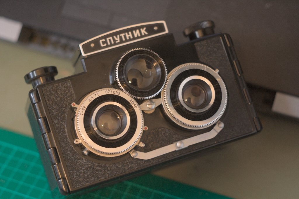 Sputnik Stereo Camera (Lubitel), Audio, Tv en Foto, Fotocamera's Analoog, Ophalen, Gebruikt, Spiegelreflex, Overige Merken