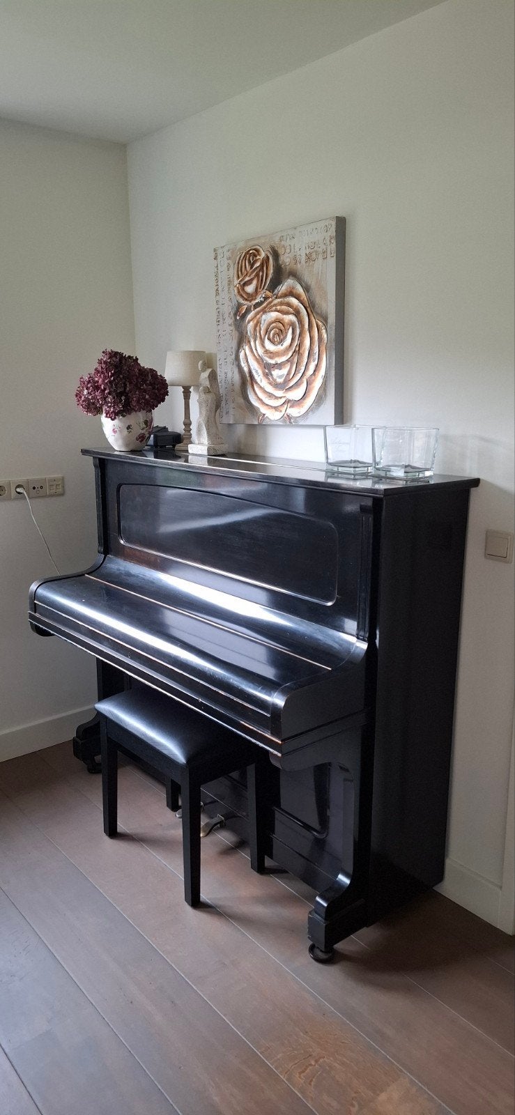 Foto 5 van Antieke zwarte Steck Piano van C. Quispel Rotterdam met kruk