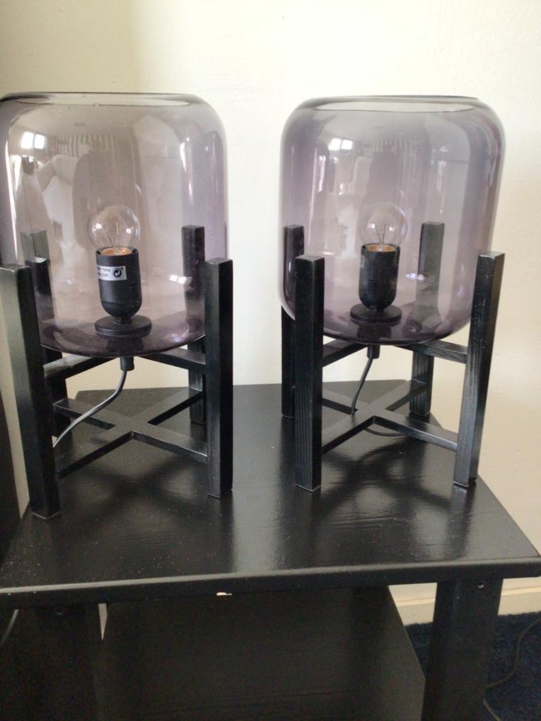 Lampen set, rookglas, Ophalen, Zo goed als nieuw, Minder dan 50 cm