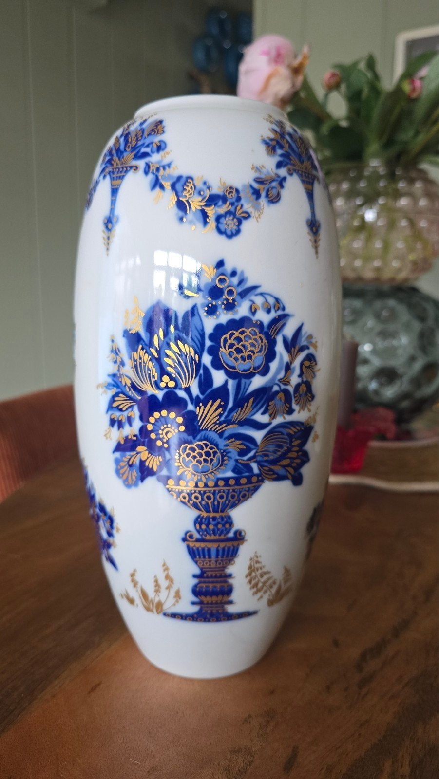 Heinrich Porzellan vaas kobalt blauw 27 cm, Ophalen