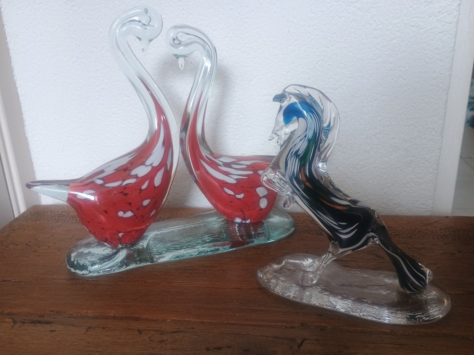 Glaskunst - zwanen paar en paard, Antiek en Kunst, Ophalen of Verzenden