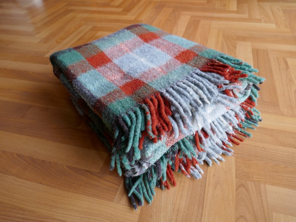 2 Geruite plaids met franjes - Meerkleurig, Gebruikt, Met franjes/kwastjes, 140 cm, Plaid
