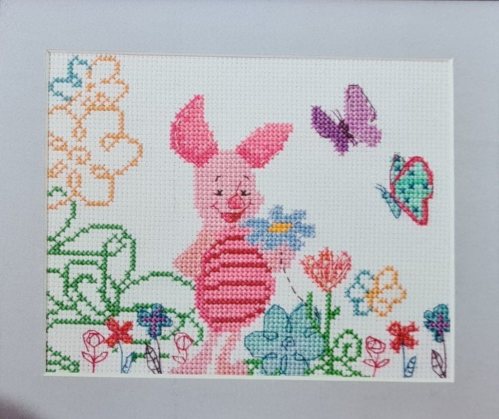 Tijgertje met vlinders en bloemen borduurpatroon, Ophalen, Nieuw, Handborduren, Patroon