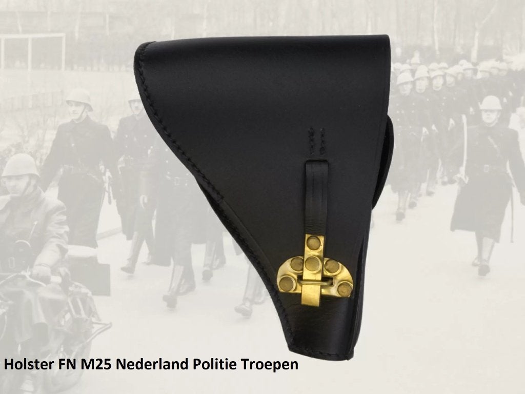 Holster,Zwart,Nederland,WWII,Politie,Troepen,FN,M25, Verzamelen, Verzenden, Landmacht, Nederland, Kleding of Schoenen