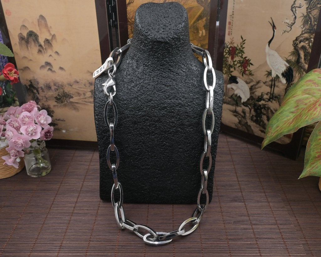 Nieuwe rvs grote grove heren schakelketting chunky chain, Ophalen of Verzenden, Nieuw, Zilver, Overige materialen
