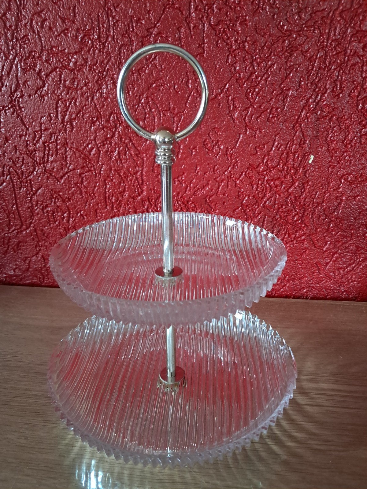 Glazen etagère met twee niveaus., Ophalen of Verzenden, Zo goed als nieuw