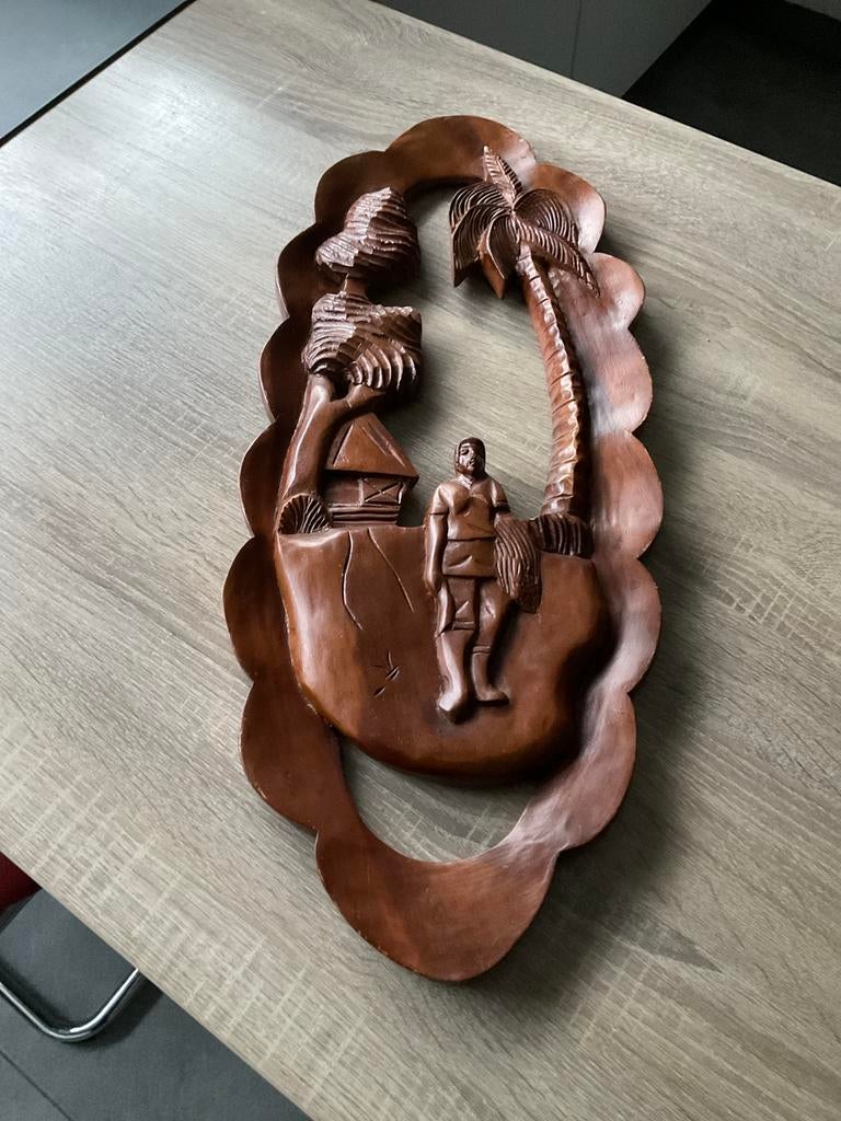 Unieke handgesneden wanddecoratie-tropisch /Bali stijl, Ophalen of Verzenden, Zo goed als nieuw