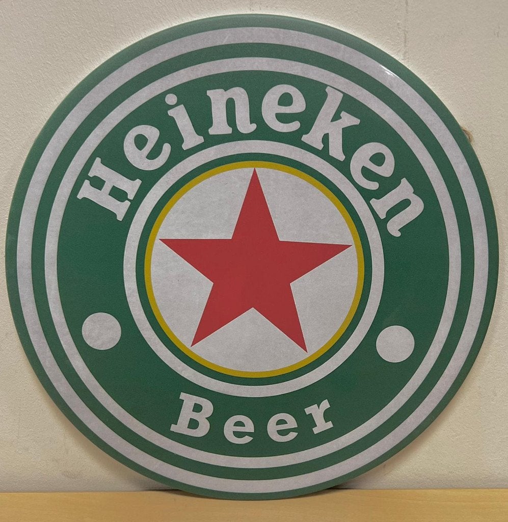 Heineken logo rond reclamebord van metaal wandbord decoratie, Ophalen of Verzenden, Nieuw, Reclamebord, Plaat of Schild, Heineken