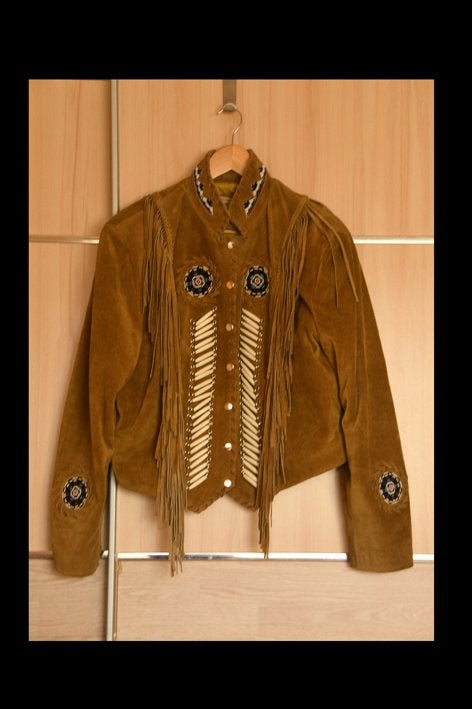 leren jas - indianen jas - originele handgemaakte leren jas, Ophalen of Verzenden, Zo goed als nieuw, Maat 52/54 (L), Bruin