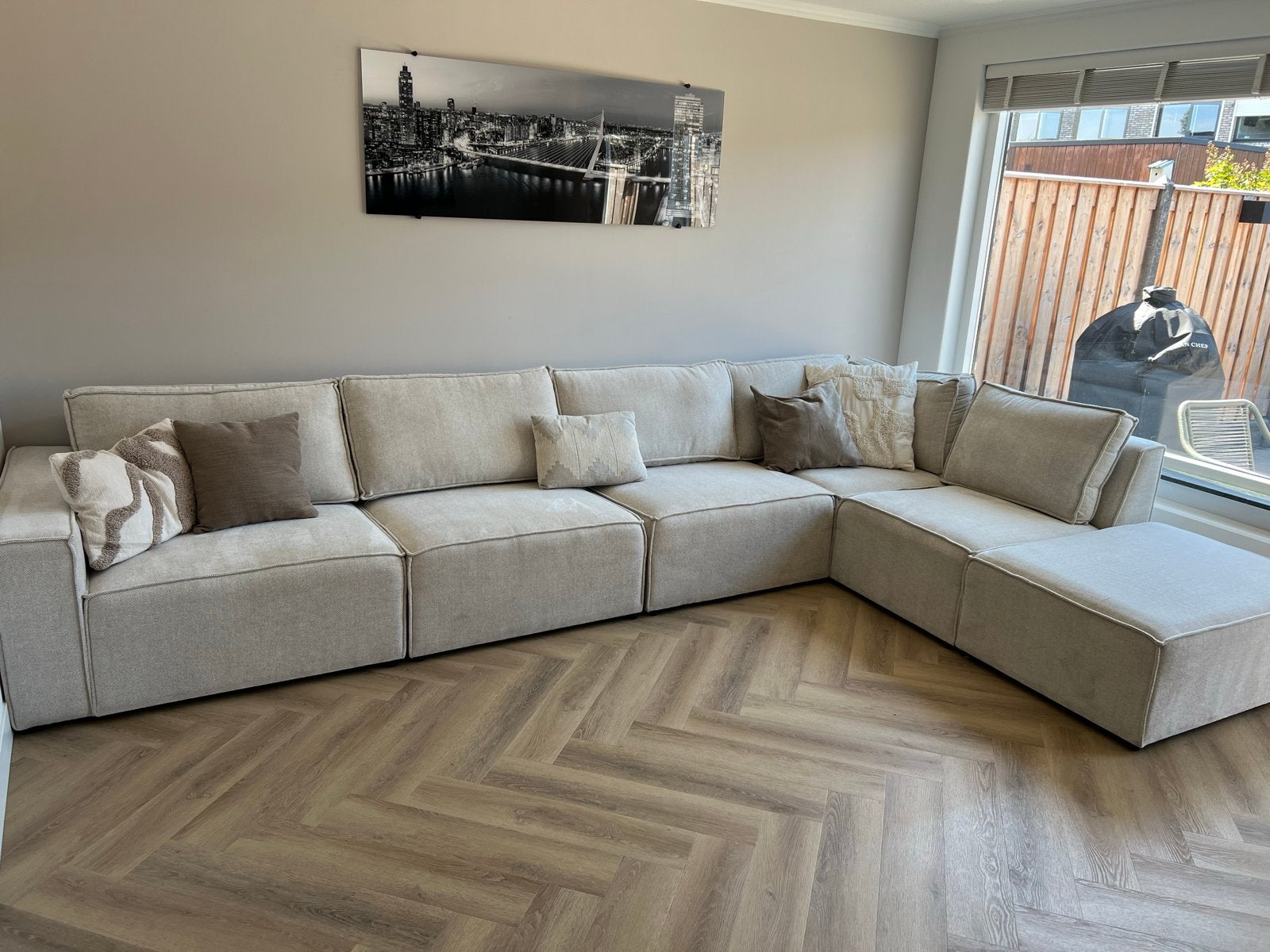 Zo goed als nieuwe hoekbank van Zitmaxx (4m x 2.45m), Ophalen, Hoekbank, 300 cm of meer, Zo goed als nieuw