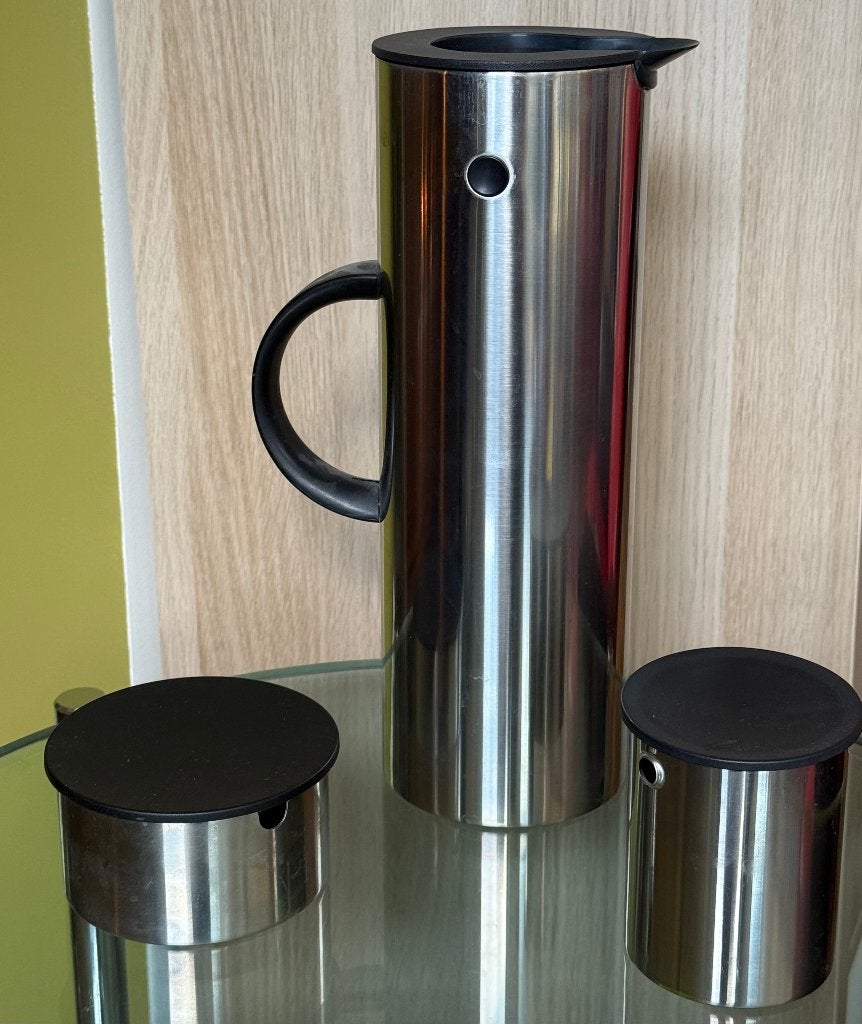 Stelton koffie/melk/suiker set chroom, Verzenden, Metaal, Overige merken, Overige typen