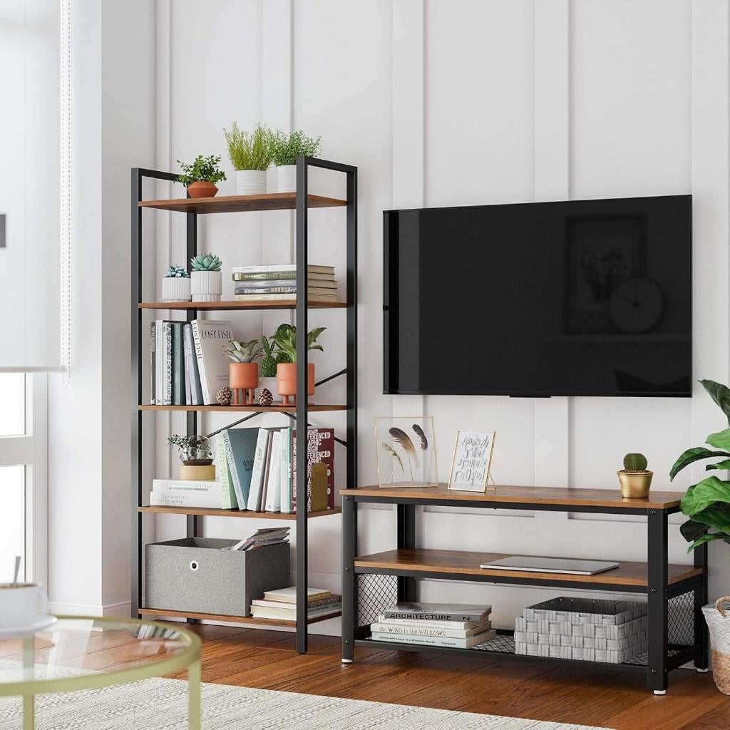 Boekenkast-5-Tier Storage Rack-Bruin-66 x 30 x 153 cm, Zo goed als nieuw, 150 tot 200 cm, 25 tot 50 cm, 50 tot 100 cm