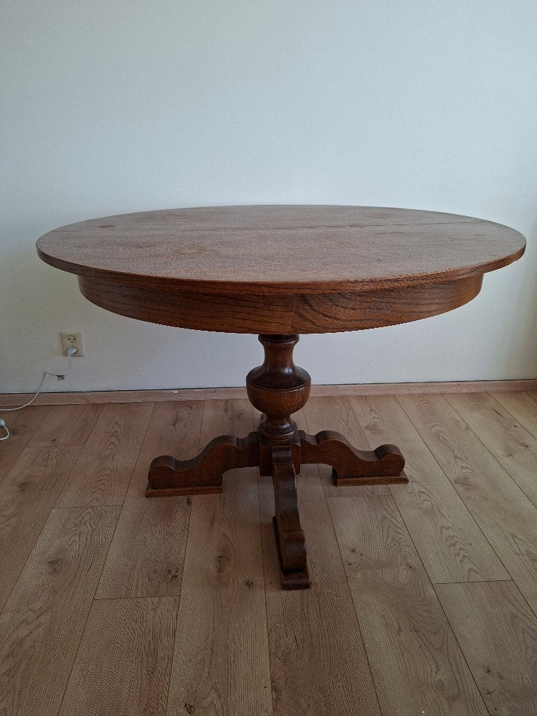Ronde eettafel uitschuifbaar, Ophalen, Gebruikt, Bruin, Rond