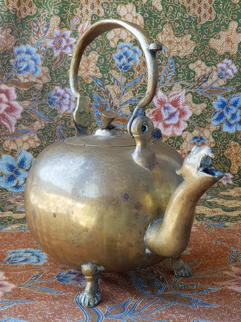 Mooie zware antieke Oosterse theepot van brons 26 cm., Ophalen of Verzenden, Brons