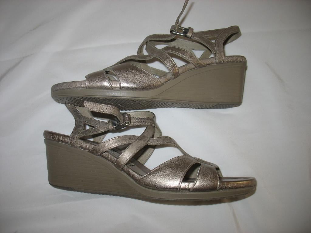 Ecco Zilverbrons Kleur Leren Sandalen Niet op Gelopen, Ecco, Overige kleuren, Nieuw, Sandalen of Muiltjes