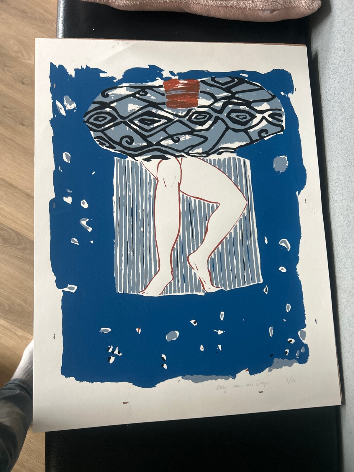 Willy van der Does - Zeefdruk 'Vrouw met hoed', Antiek en Kunst, Kunst | Etsen en Gravures, Portret, Ophalen of Verzenden, Zeefdruk