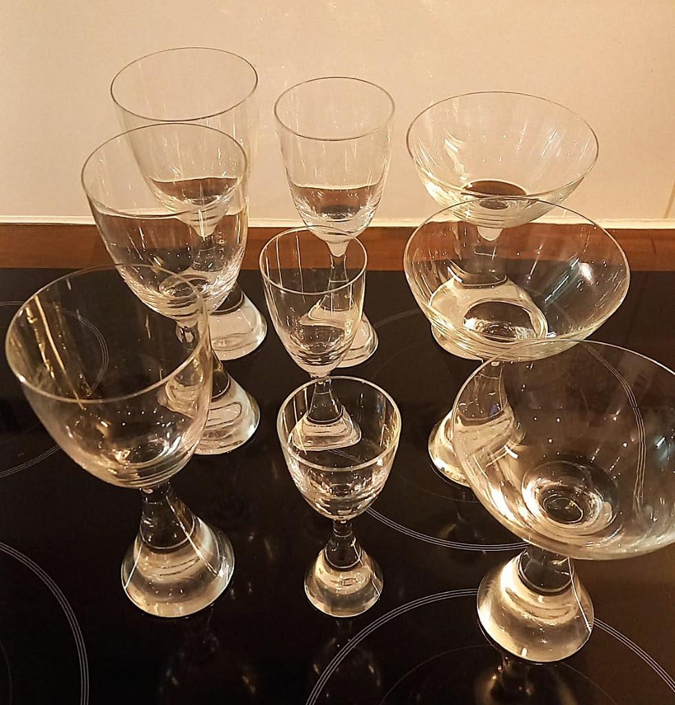 9 Vintage kristalen glazen Holmegaard Zweeds ontwerp, Antiek en Kunst, Ophalen