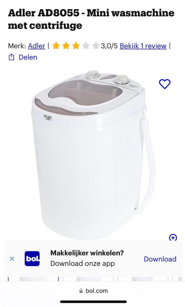 Adler Mini Camping Wasmachine met Centrifuge, Witgoed en Apparatuur, Wasmachines, Nieuw, Bovenlader, Minder dan 4 kg, Minder dan 85 cm