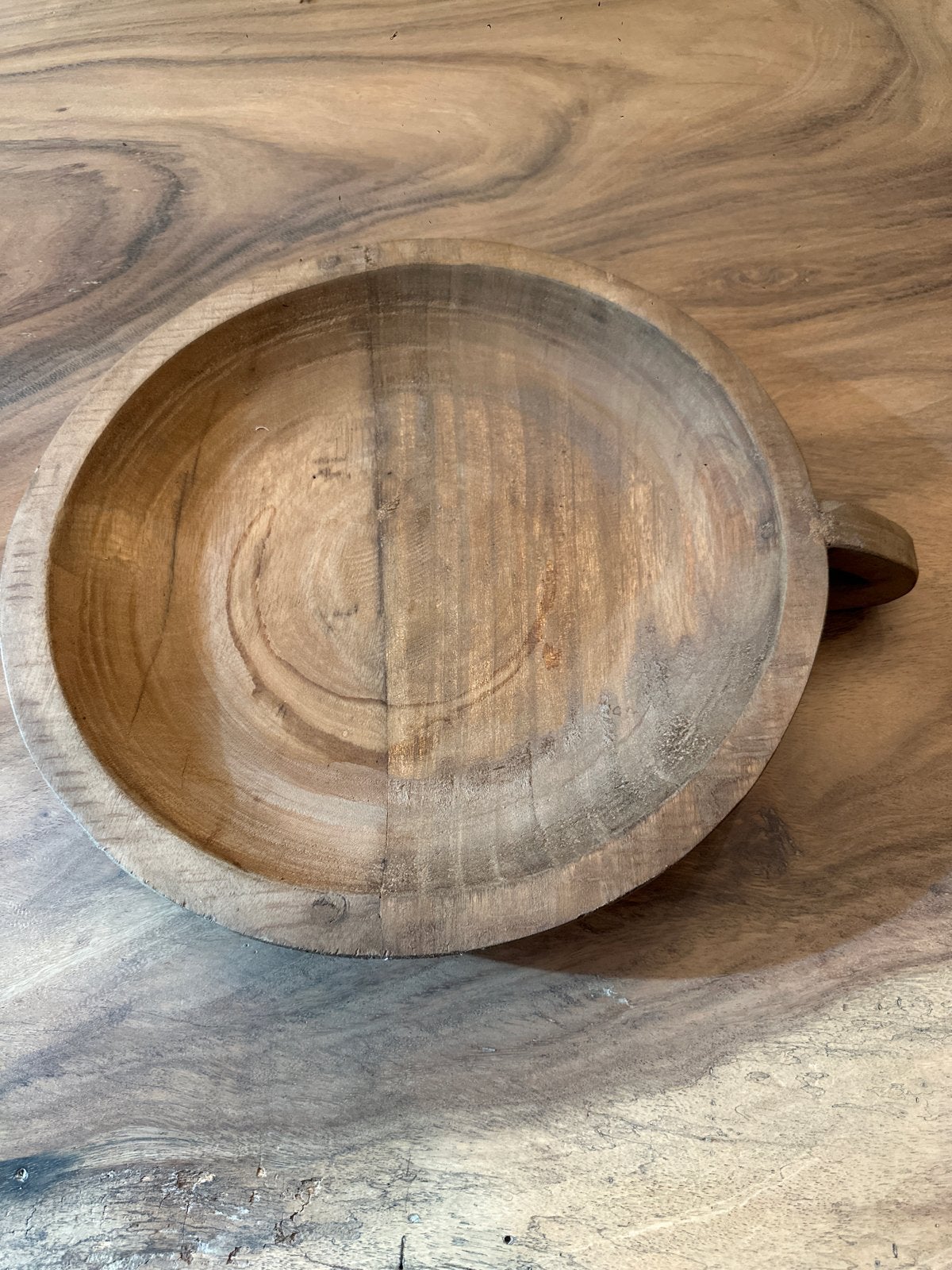 Decoratieve houten schaal met handvat, Antiek en Kunst, Ophalen