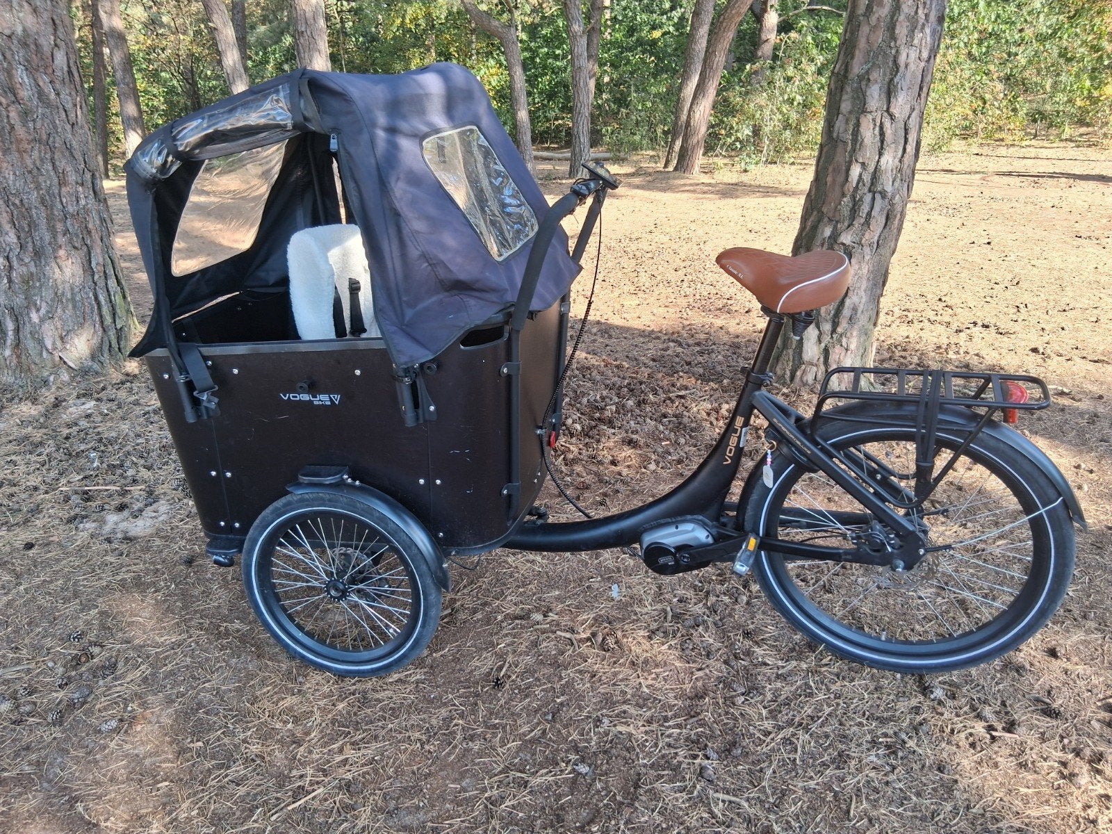 Vogue Superior Deluxe elektrische bakfiets met huif, 4 kinderen of meer, Gebruikt, Elektrisch, Schijfrem