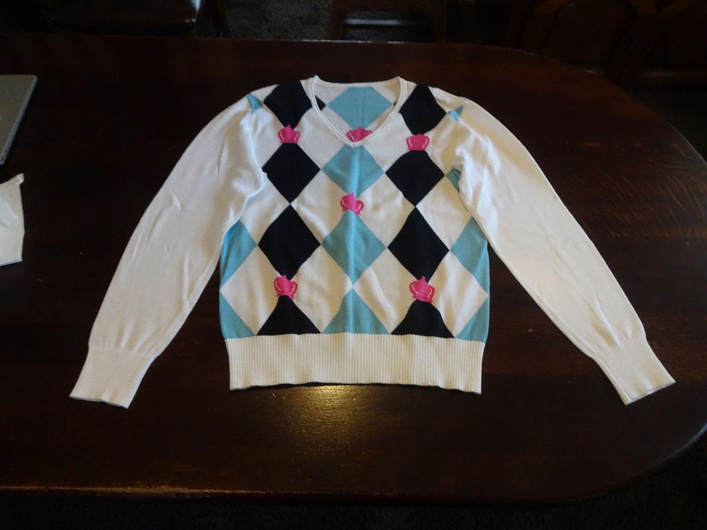 AMBIENTE witte geruite trui met kroontjes, Wit, AMBIENTE, Maat 46/48 (XL) of groter, Nieuw