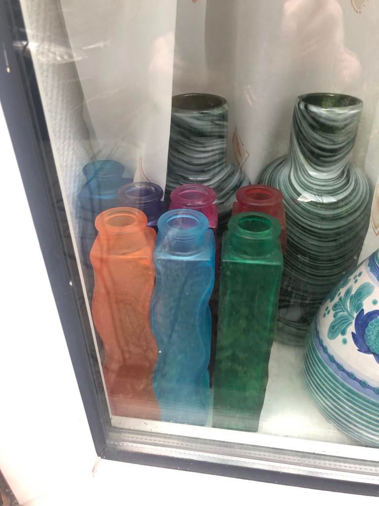 Set van 7 IKEA Kronkel vaasjes in diverse kleuren, Gebruikt, Overige kleuren, Ophalen of Verzenden, Glas