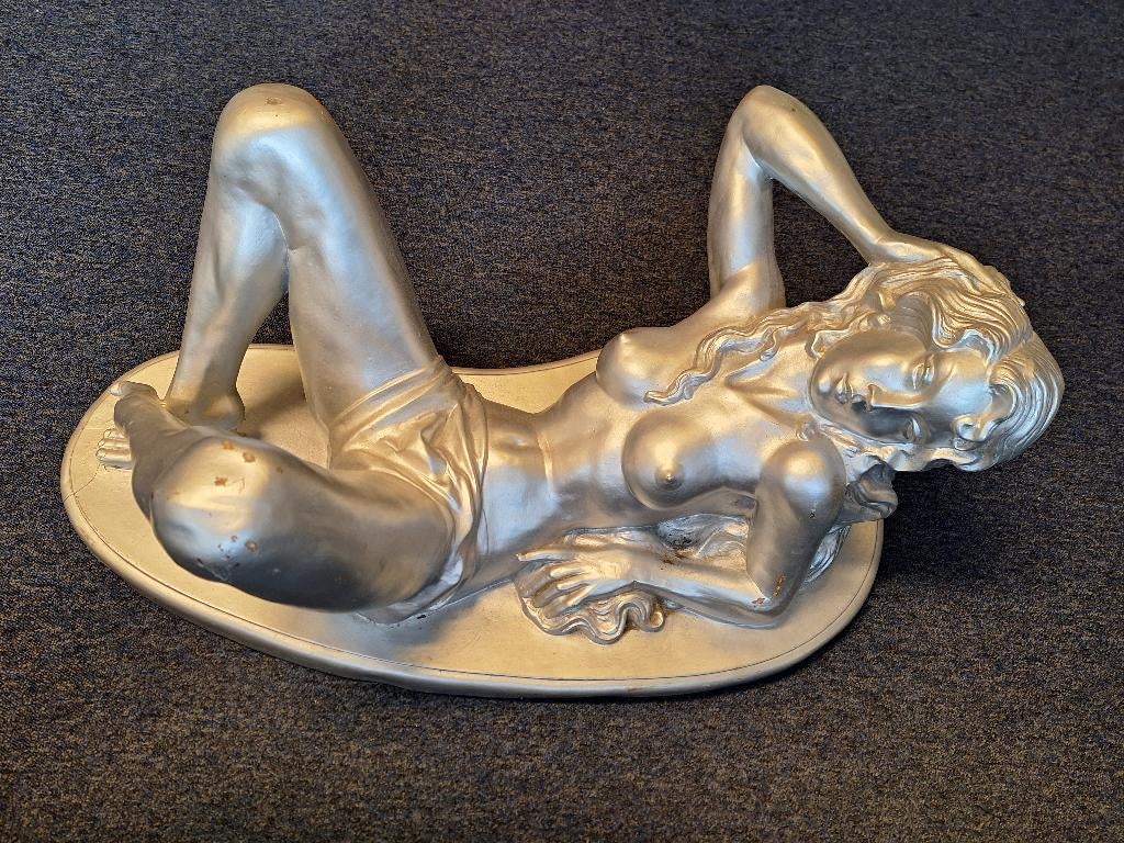 Zilver erotisch / naakt tafelonderstel, Art deco, 50 - 100 cm, Vrouw, Noord-Amerika