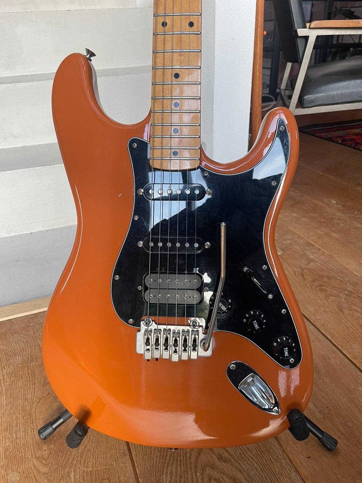 Thur Custom stratocaster - Capri Orange- HSS, Ophalen, Gebruikt, Solid body, Overige merken
