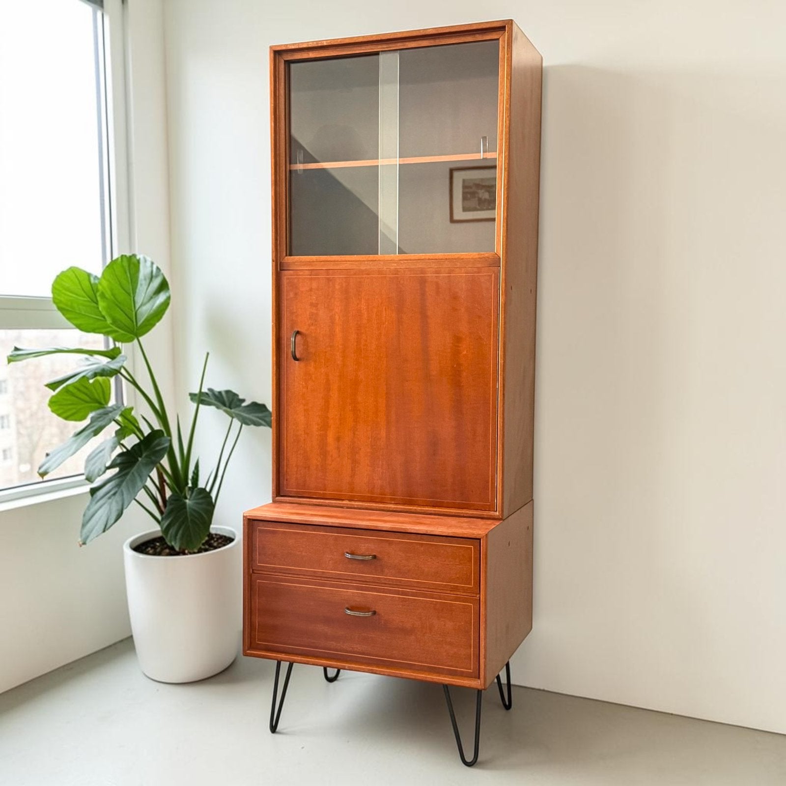 Vintage Formule Kempkes wandkast | houten ladekast | jaren60, Huis en Inrichting, Kasten | Ladekasten, Ophalen, 1 of 2 laden, Teakhout