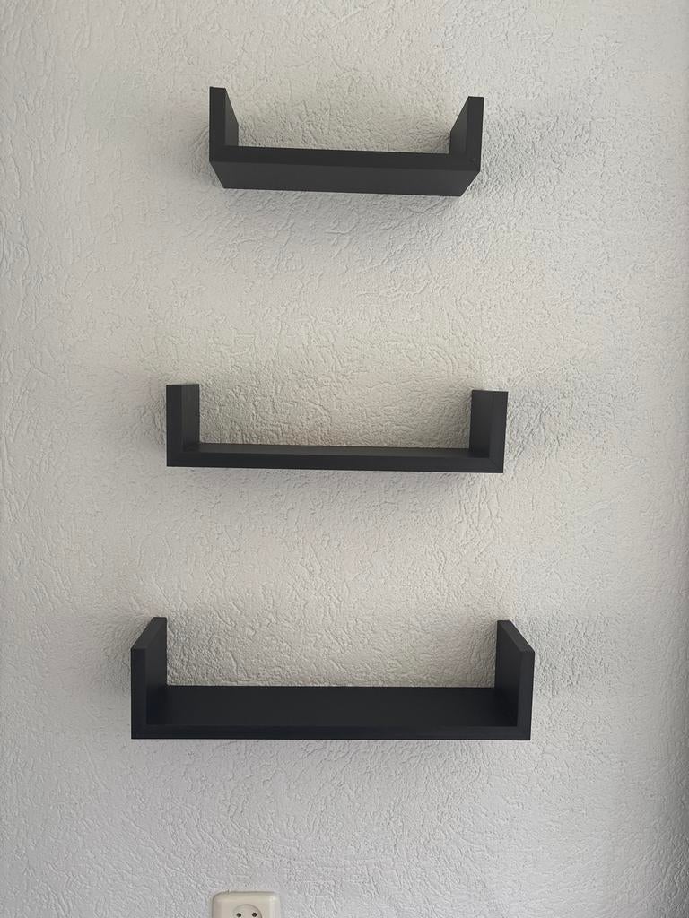 Set van 3 zwarte U-vormige wandplanken, Ophalen, Gebruikt