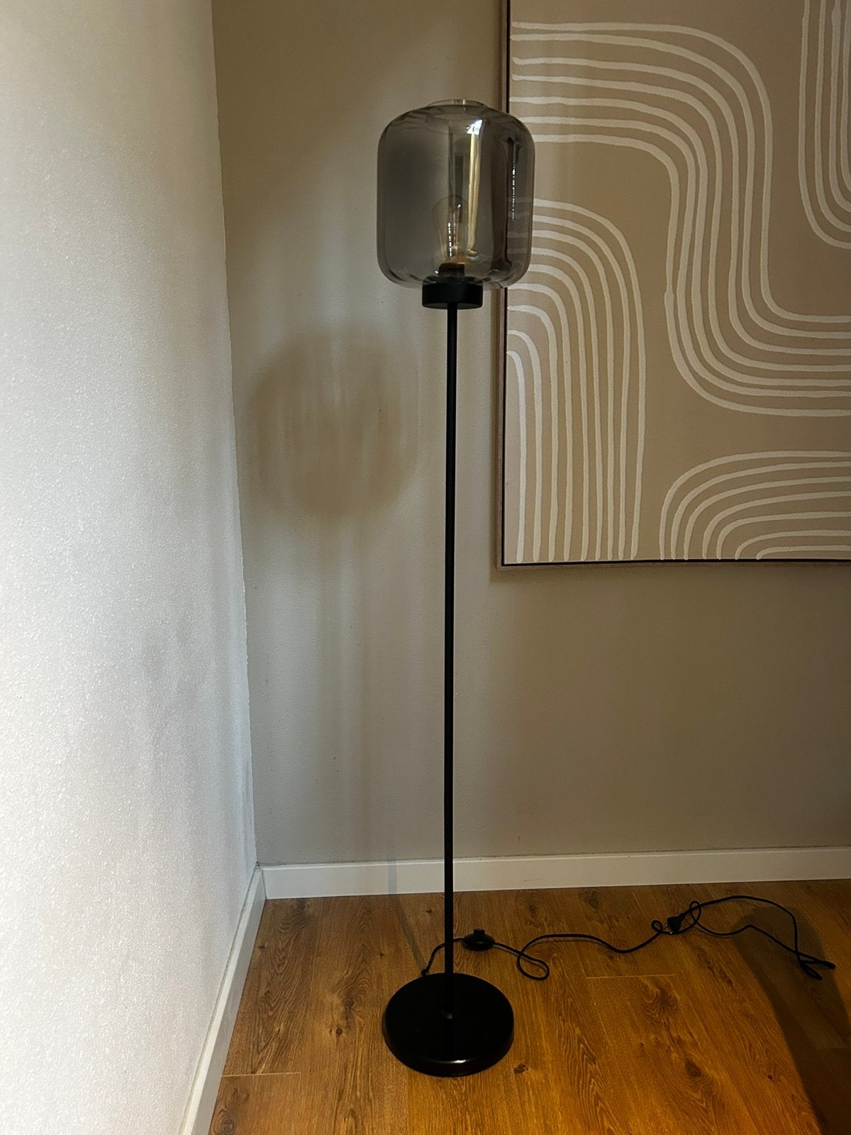 Vloerlamp met smokeglas lamp, Huis en Inrichting, Ophalen, Zo goed als nieuw, 150 tot 200 cm