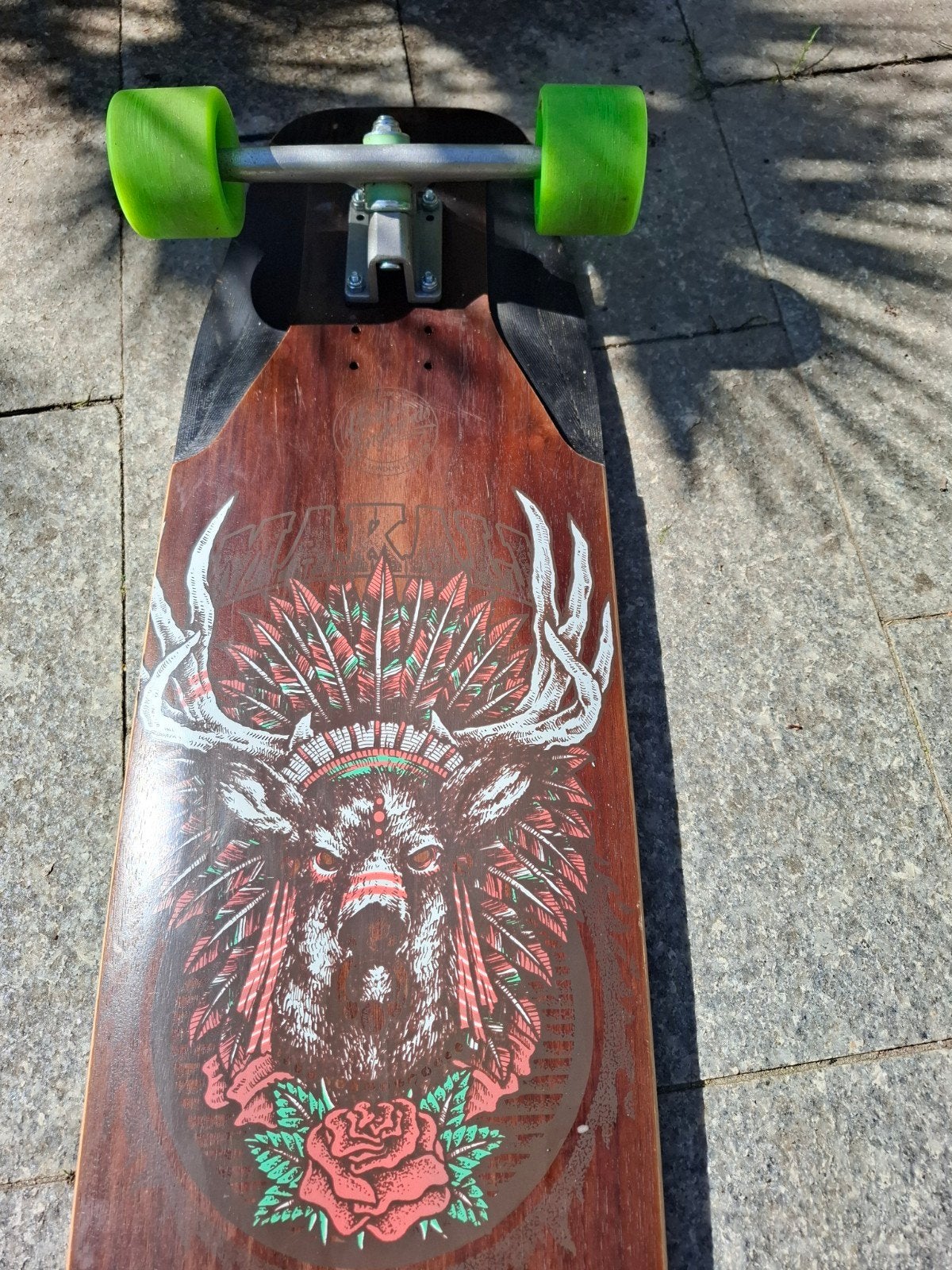 Gebruikt Longboard met uniek hertendesign, Ophalen, Gebruikt, Skateboard, Longboard