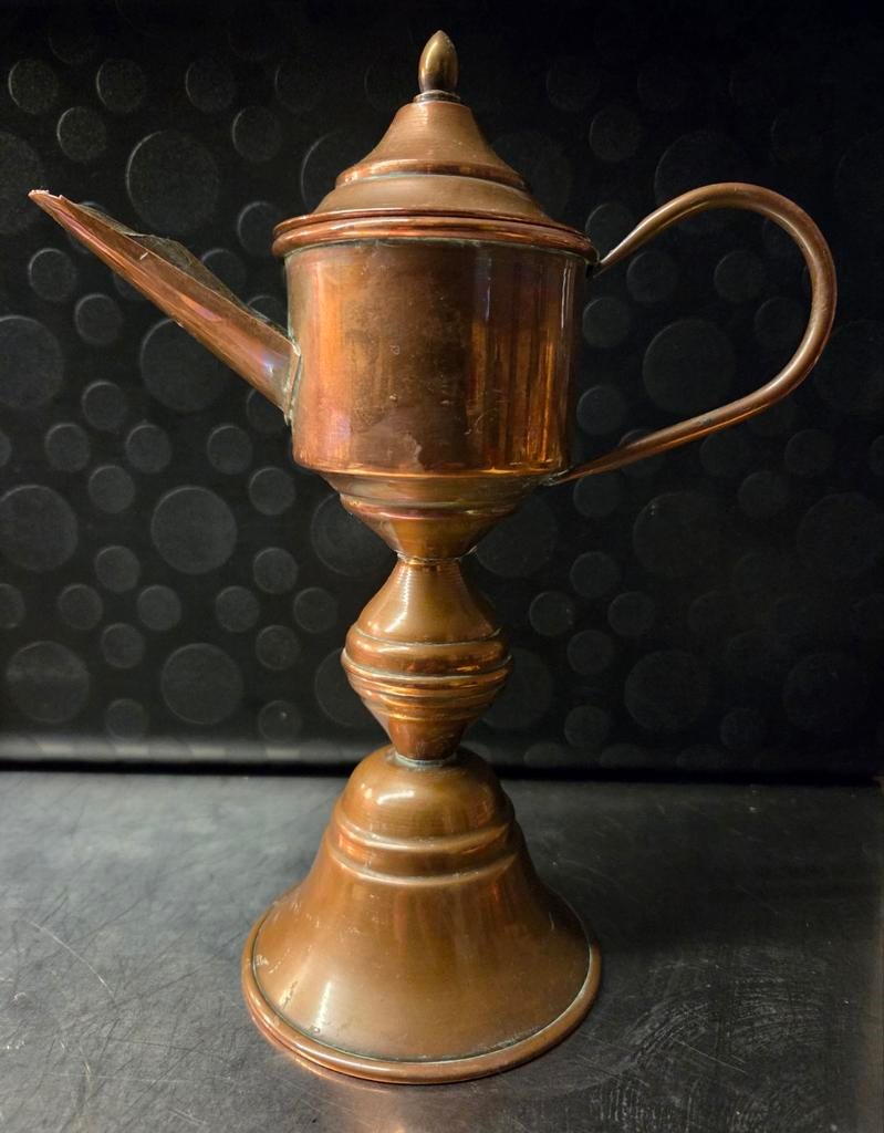 Antieke Koperen Oliekan / Snotneus - 23 cm hoog, Ophalen of Verzenden