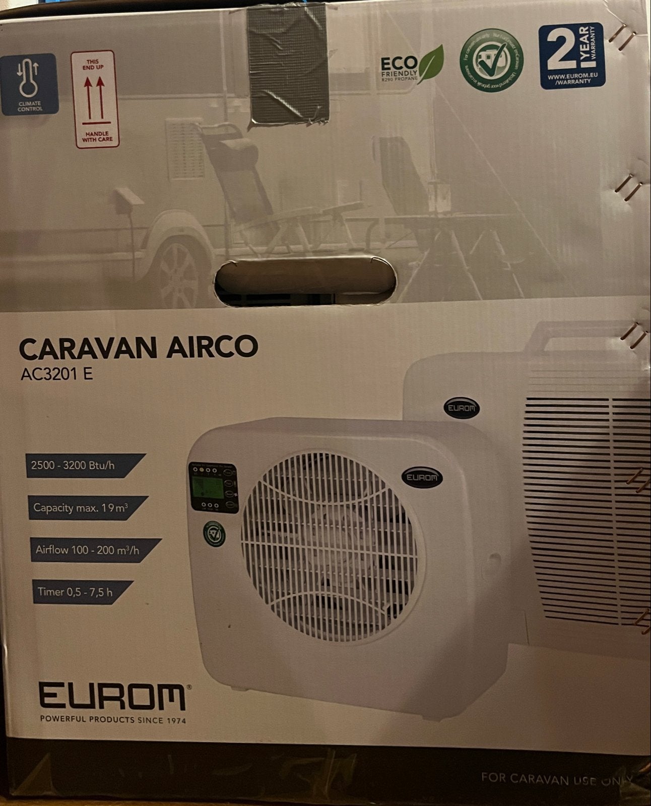 Eurom Caravan Airco AC3201 E - Nieuw in geopende doos, Ophalen, Minder dan 60 m³, Timer, Nieuw
