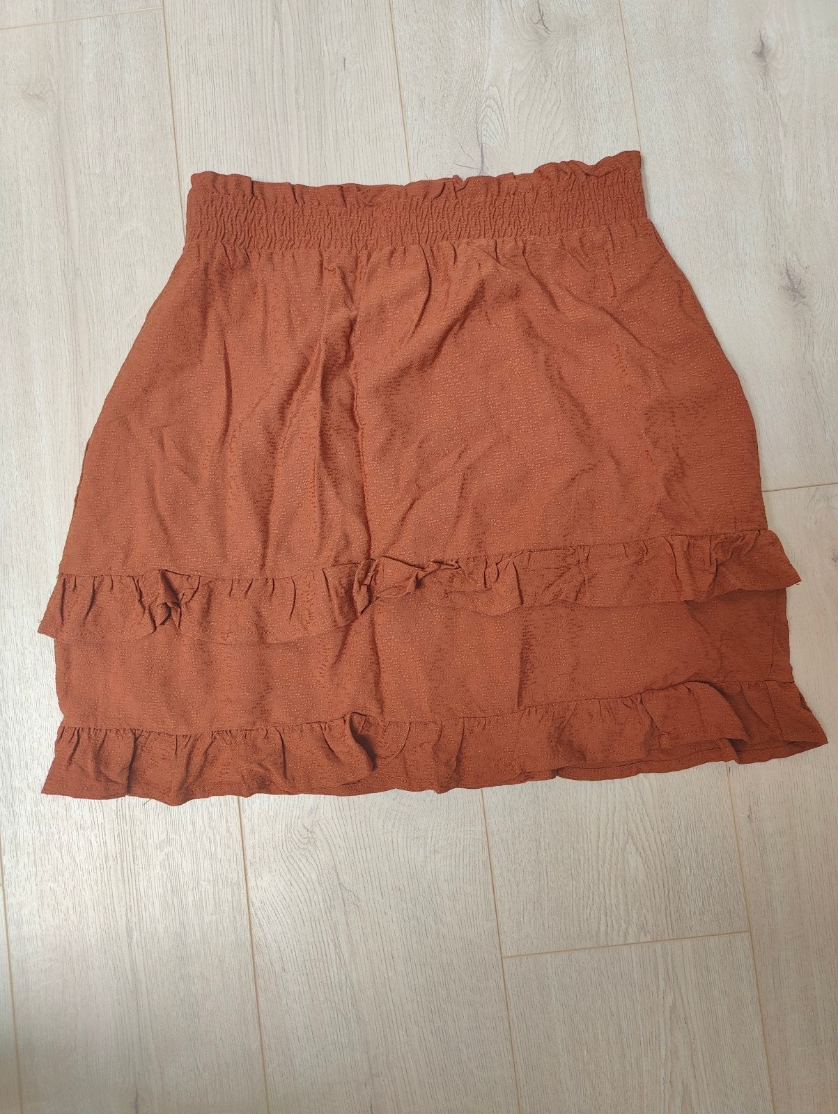 Bruine rok met ruches - Maat M, Maat 38/40 (M), Bruin, LADIES FASHION, Ophalen of Verzenden
