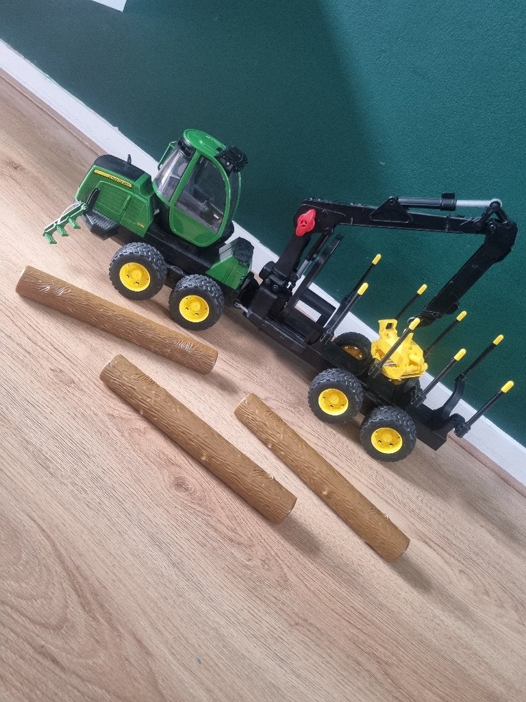 Bruder john deere 1210E met boomstamgrijper., Ophalen, Zo goed als nieuw