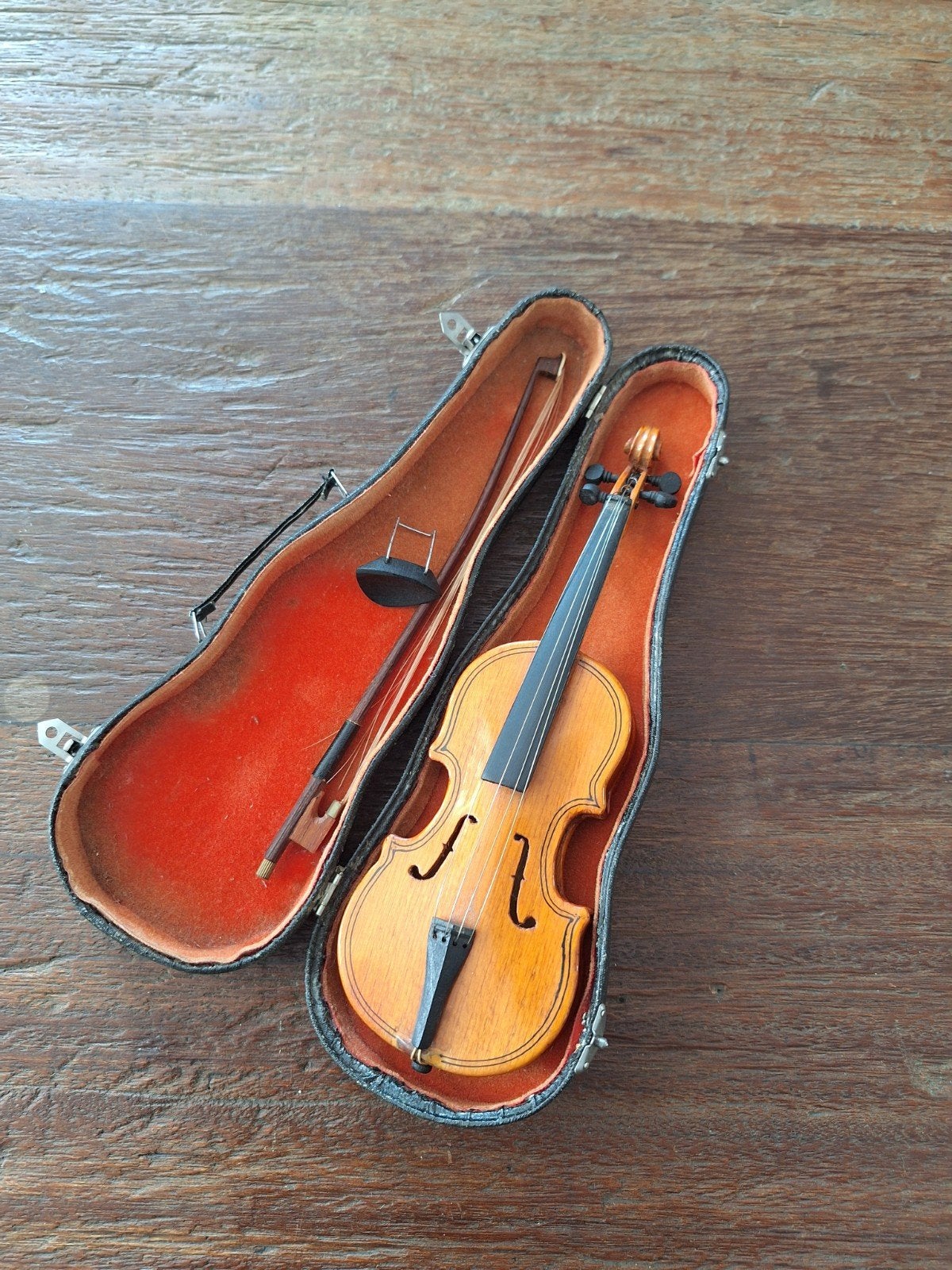 Houten miniatuur viool 18cm met harde koffer, Ophalen of Verzenden