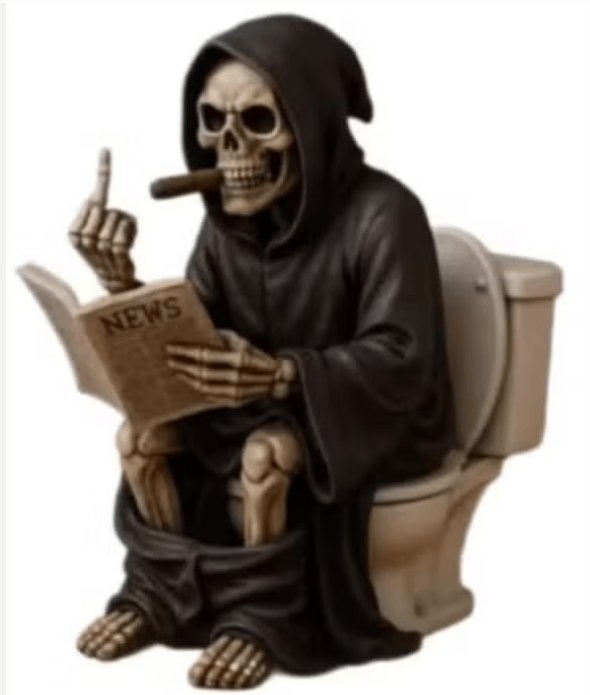Prachtig beeldje Skelet op toilet (10cm), Verzamelen, Ophalen of Verzenden, Nieuw