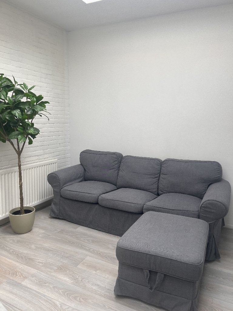 bank/ Grey sofa with storage section, Ophalen, Gebruikt, Driepersoons, 75 tot 100 cm