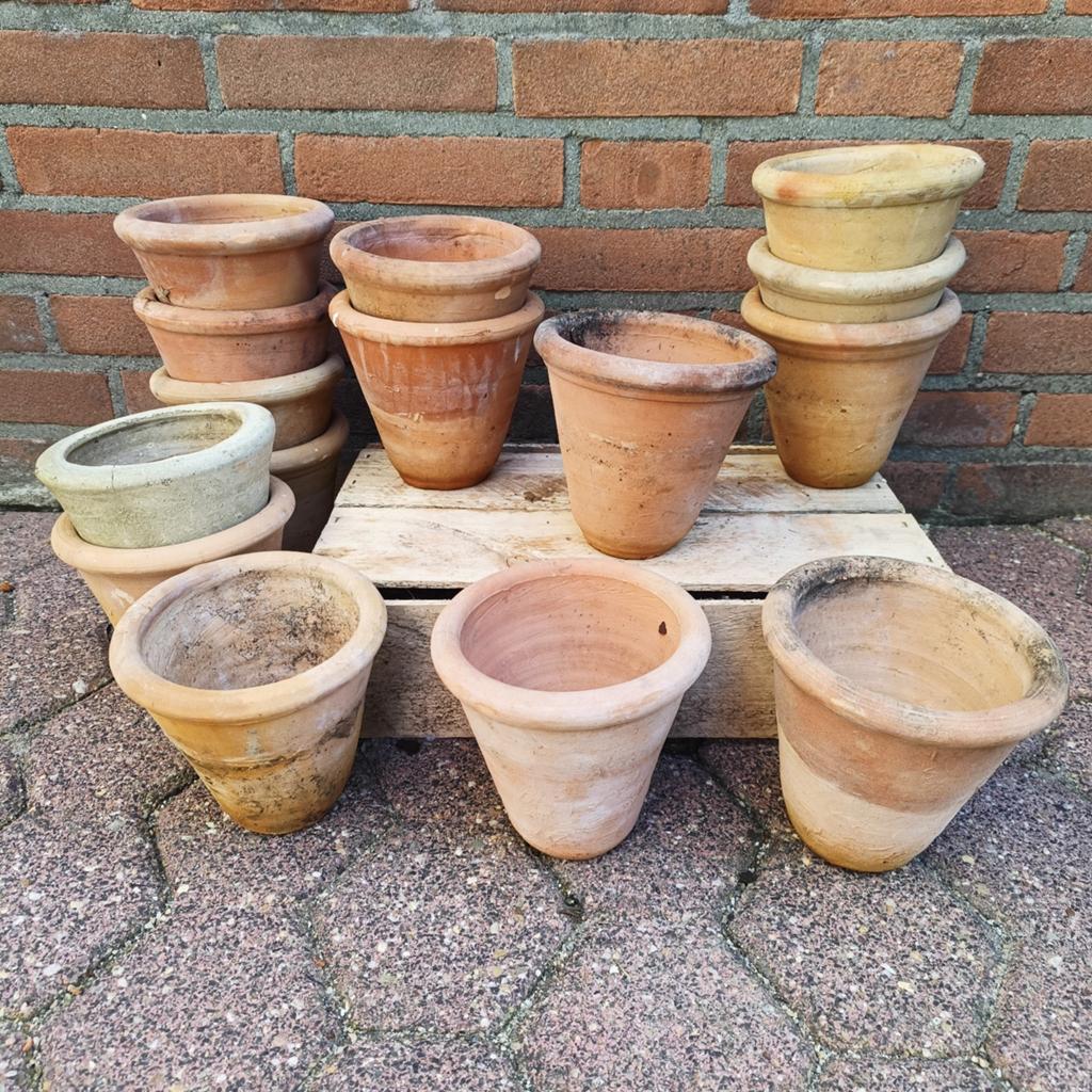 Mediterrane terracotta potjes D14H13cm, Tuin en Terras, Bloempotten, Ophalen, Rond, Minder dan 25 cm, Minder dan 40 cm