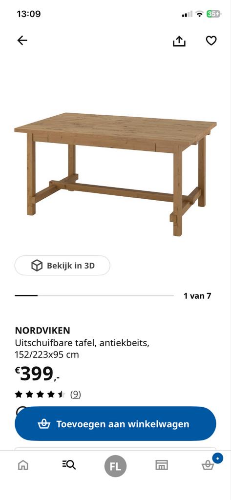 IKEA Uitschuifbare eettafel, Huis en Inrichting, Tafels | Sidetables, Zo goed als nieuw, 25 tot 50 cm, Rechthoekig, Ophalen